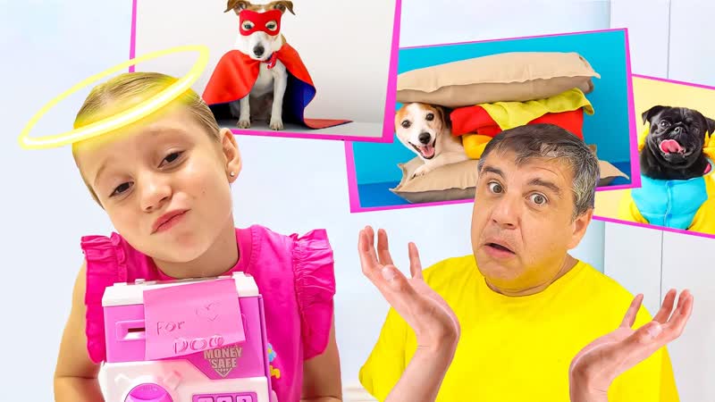 Nastya and dad take care of a cute