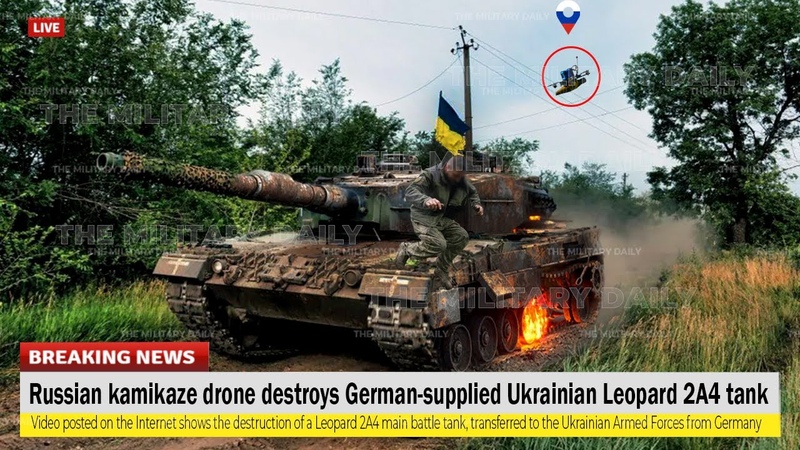 Brutal attack ( Mar 02) Russian kamikaze drone destroys German supplied Ukrainian Leopard 2 A4