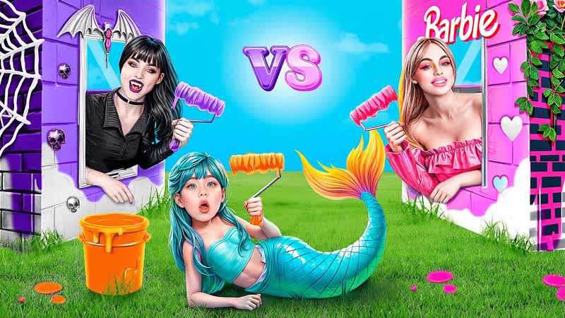 Домики одного цвета челлендж Барби vs Вампир vs