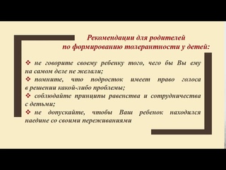 Видеоконсультация Общение с пониманием. Профилактика экстремизма и воспитание толерантности