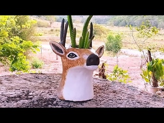 Como fazer vaso de planta cabea de rena