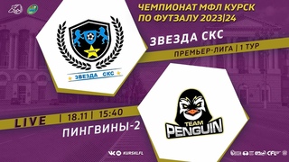 . 15-40 ФОК №1. ЗВЕЗДА СКС - ПИНВИНЫ-2. Чемпионат МФЛ Курск по футзалу 2023/24. 1 тур