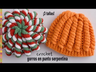 Gorros en punto serpentina tejidos a crochet - Tejiendo Perú