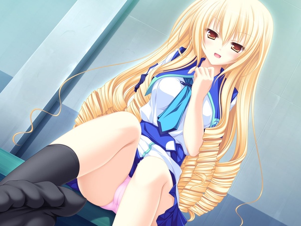 Blonde anime panties woman