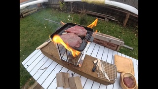 печь щепочница.жарю мясо гриль