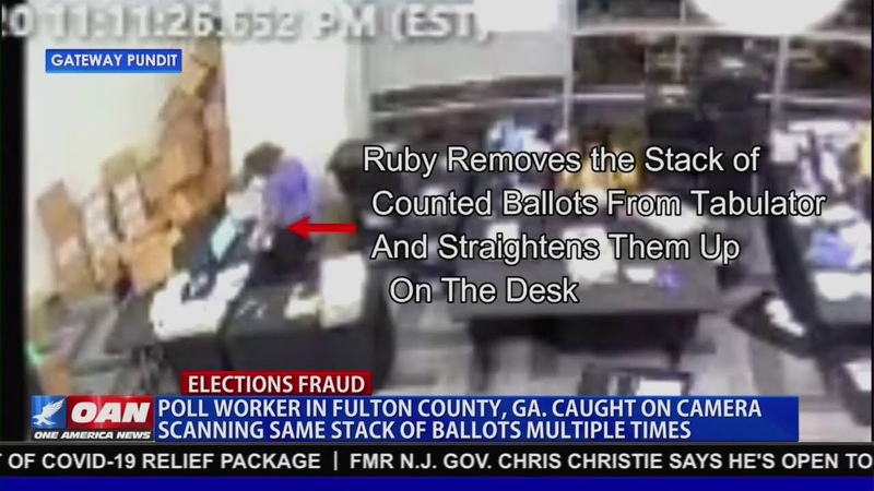 CAUGHT: Surveillance footage shows GA poll worker scanning the same batch of ballots MULTIPLE