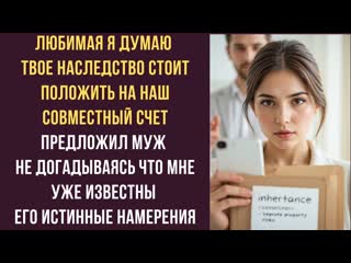 Любимая я думаю твое наследство стоит положить на наш совместный счет предложил муж не догадываясь