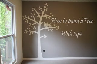 How to paint tree on wall 4 baby room. Easy - tape & paper only!